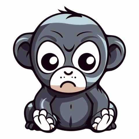 Sad little monkey on a white background of a cartoon animal.