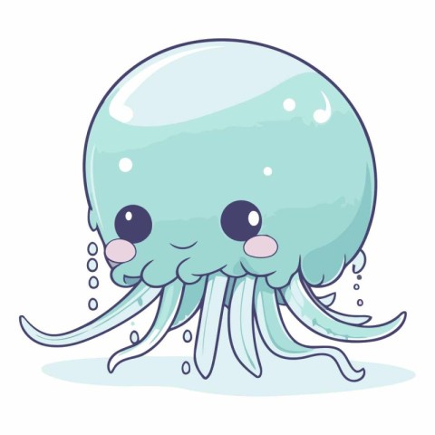 Cute cartoon octopus isolated on white background.