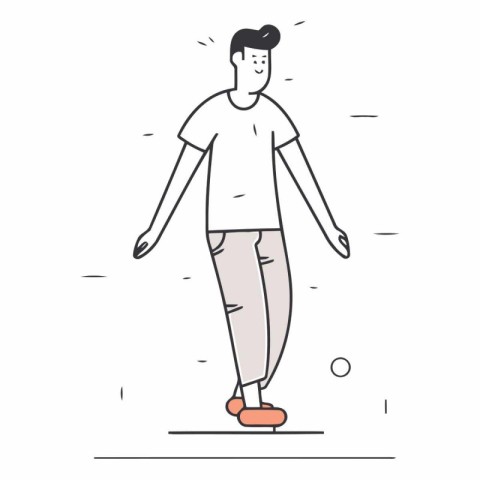 Vector illustration of a young man in casual clothes walking on