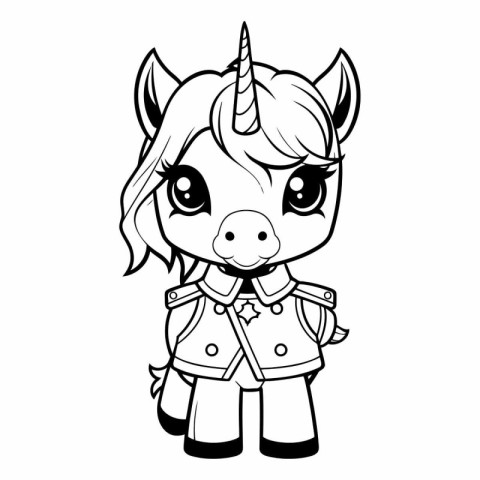 Cute unicorn for coloring book or page. Isolated on white backgr