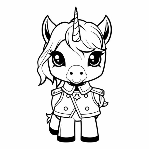 Cute unicorn for coloring book or page. Isolated on white backgr