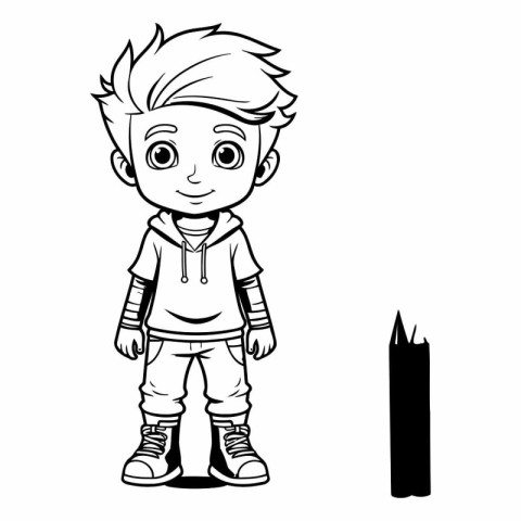 Vector illustration of a boy holding a candle. Coloring book for