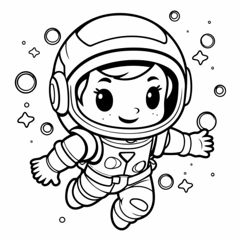 Coloring book for children: astronaut in space suit.