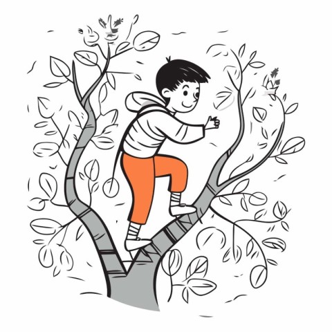 Boy running on a tree. sketch for your design