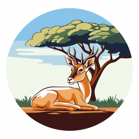 Antelope in the savanna of Africa in flat style