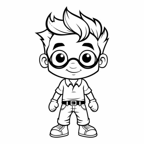 Cute cartoon boy with glasses isolated on white background.