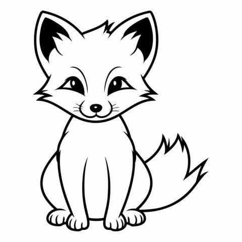 Cute Fox Coloring Book Vector Illustration. Cartoon Fox Characte