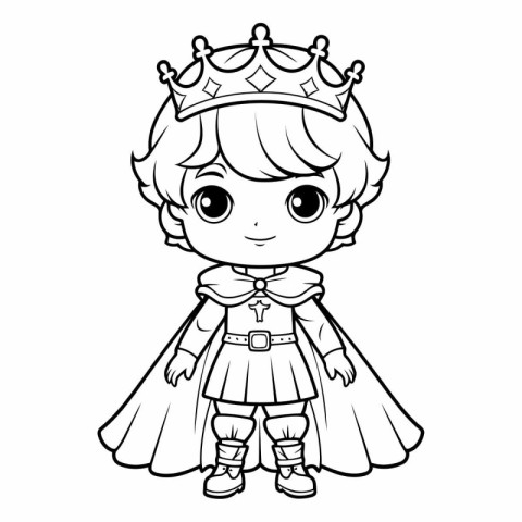 Cute little princess with crown for coloring book.