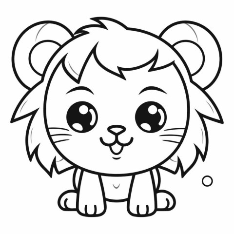 Cute cartoon lion isolated on a white background.