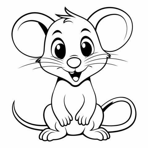 Black and White Cartoon Illustration of Mouse Animal Character f