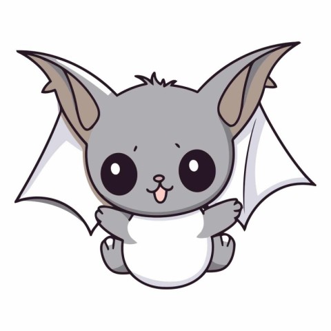 cute little bat flying kawaii character icon vector illustration