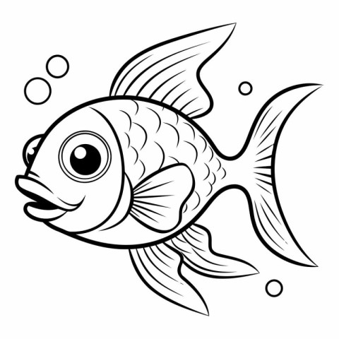 Coloring book for children: fish (black and white version)