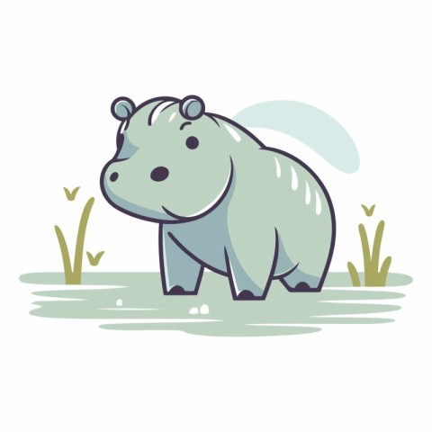 Cute hippopotamus on the meadow.