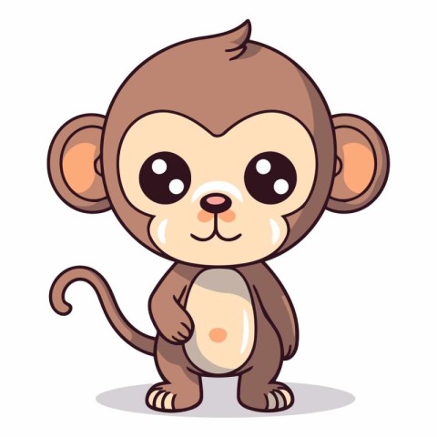 Cute cartoon monkey isolated on a white background.