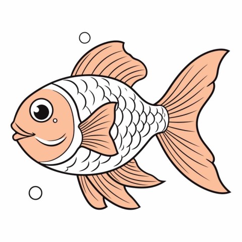 Cute cartoon fish isolated on a white background.