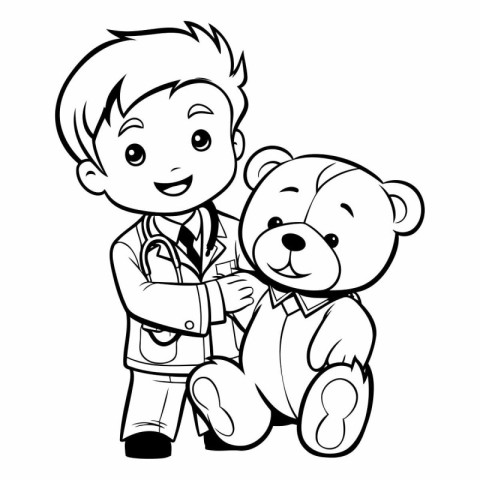 Doctor and teddy bear - Coloring book for children