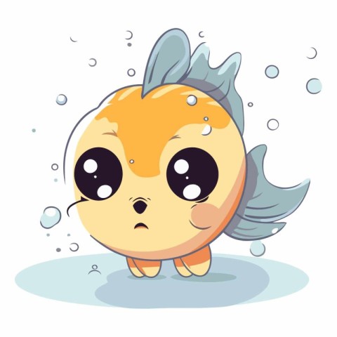 Illustration of a Cute Cartoon Fish Character in the Water.