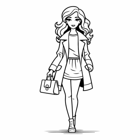 Fashion girl in sketch-style of a beautiful young woman.