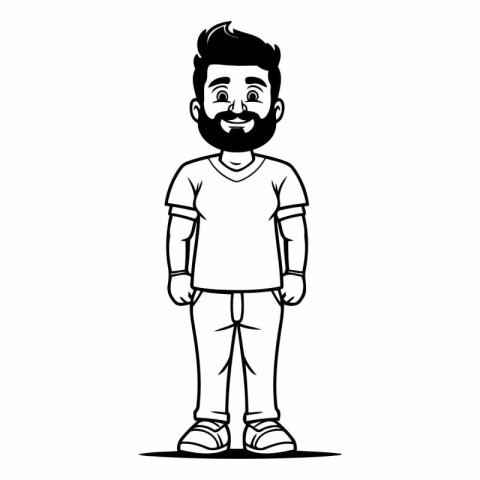 young man with beard and casual clothes avatar cartoon character