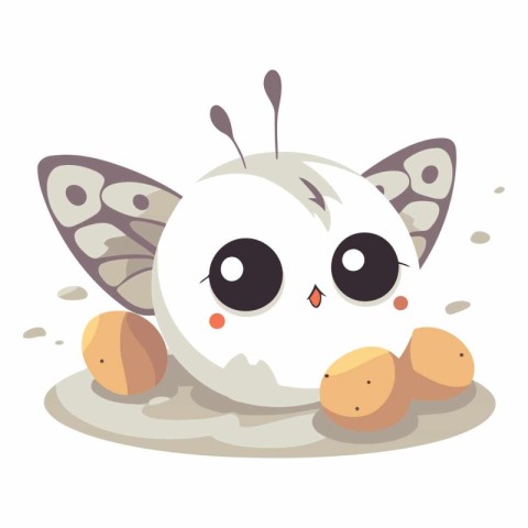 Butterfly with eggs. Cute cartoon character