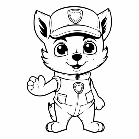 Black and White Cartoon Illustration of Cute Fox Animal Mascot C