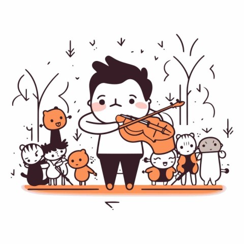 orchestra. musician. violinist. artist. cartoon. concert. violin