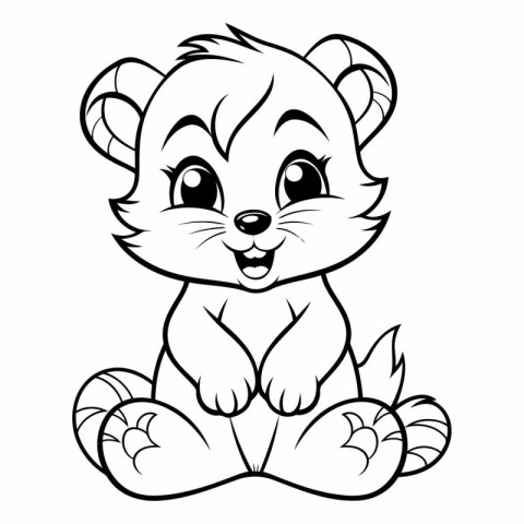 Cute Cartoon Chipmunk - Coloring Book Illustration.