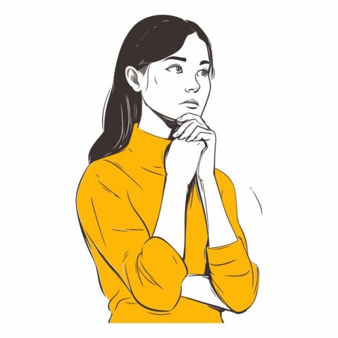 Vector illustration of a beautiful young woman in a yellow blous