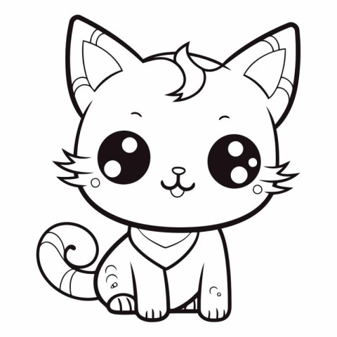 Cute cartoon cat isolated on a white background.