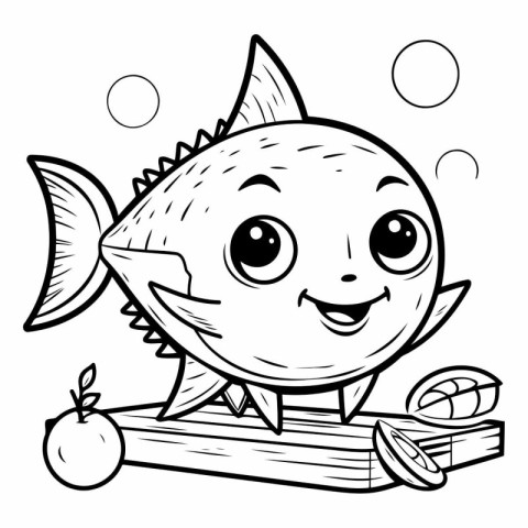 Coloring book for children: Cute fish.