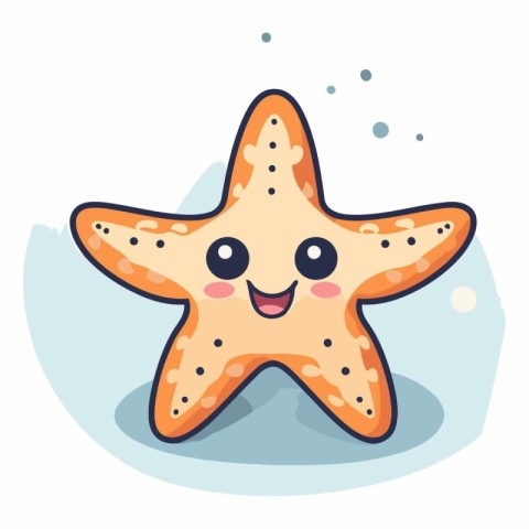 Cute starfish in cartoon style. Isolated on white background.