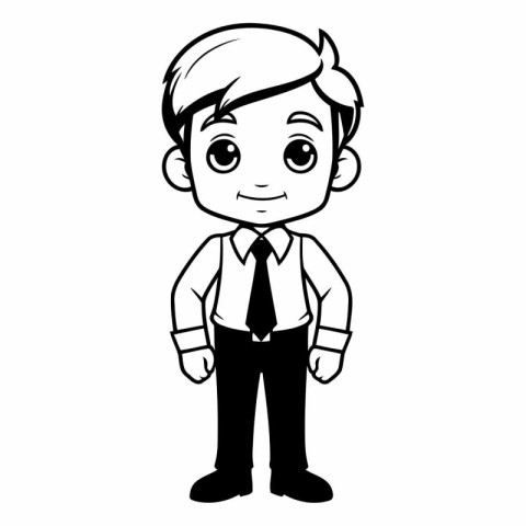 Businessman cartoon isolated on white background. Black and whit