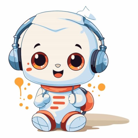 Cute Cartoon Astronaut Character with Headphones