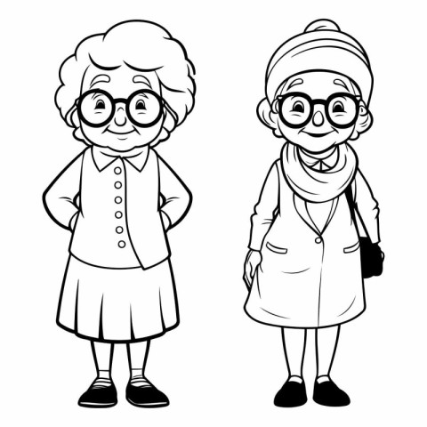 Grandmother and grandmother cartoon vector illustration graphic