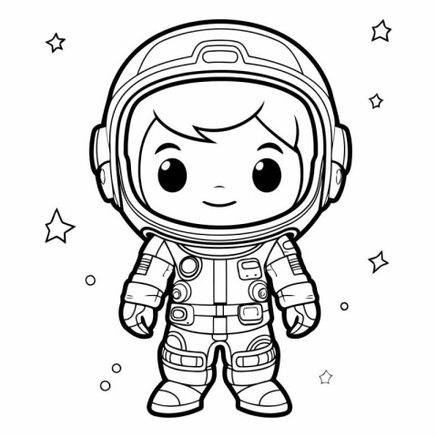 Coloring book for children: astronaut in space suit.