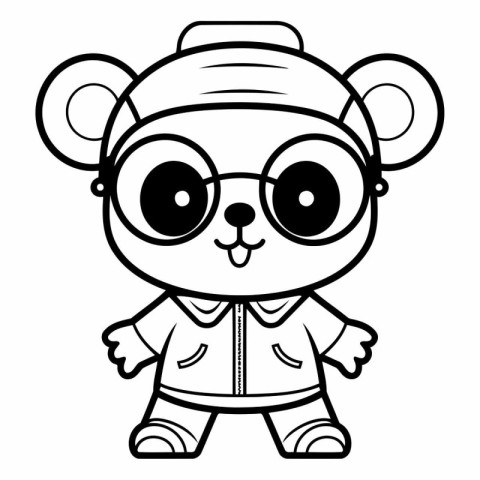 Coloring book for children: cute monkey in a suit and glasses
