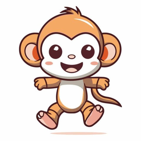 Cute cartoon monkey vector illustration. Isolated on white backg