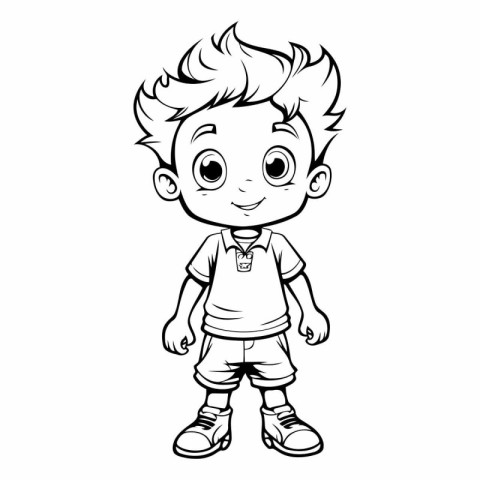 Cute little boy in casual clothes for coloring book