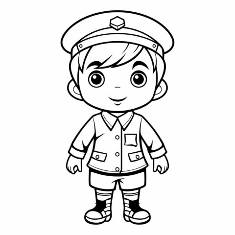 Coloring book for children: Little boy dressed as a pilot.