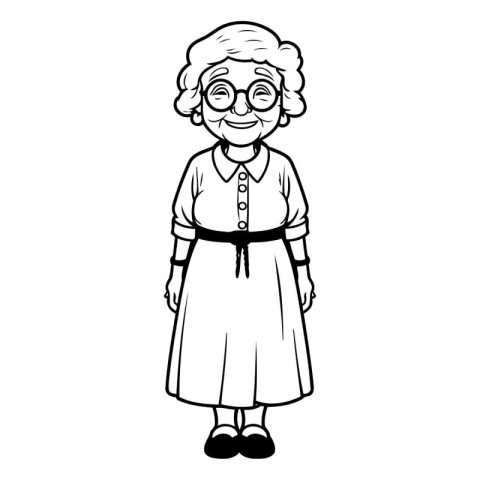 Grandmother cartoon vector illustration. Grandmother in glasses.