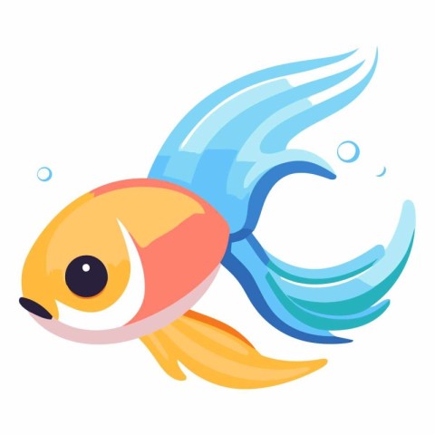 Cartoon fish icon. Flat illustration of cartoon fish icon for we