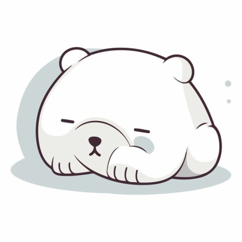 Cute white bear sleeping on a white background.