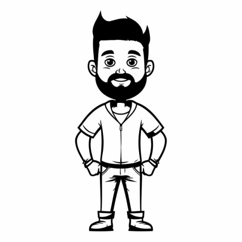 hipster man with beard and mustache avatar cartoon character vec