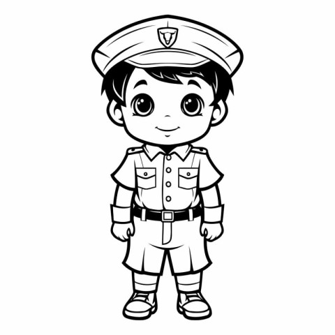 Cute Little Boy Captain Cartoon Character Mascot Vector Illustra