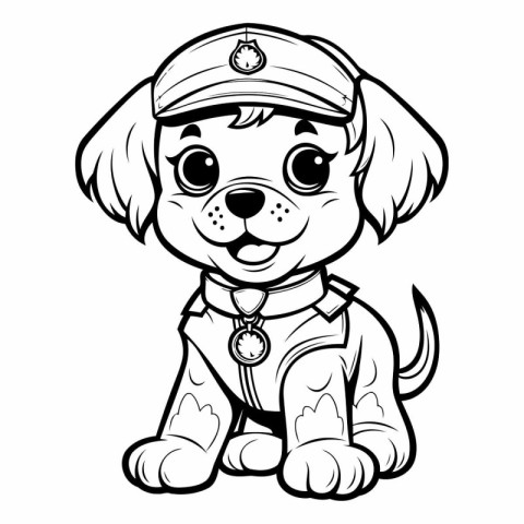 Black and White Cartoon Illustration of Cute Puppy Dog Animal Ch