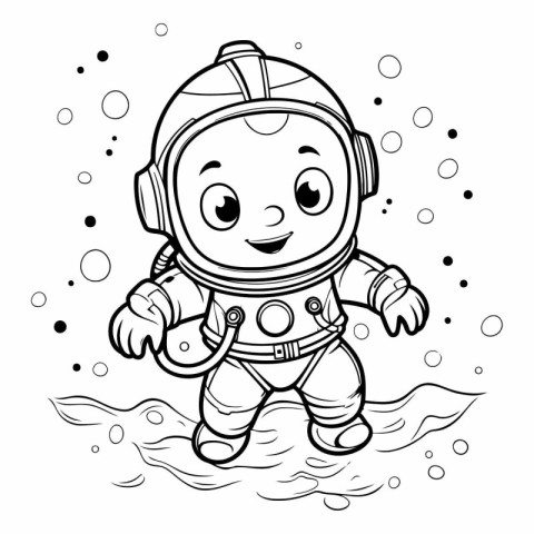 Coloring book for children: Astronaut in the sea