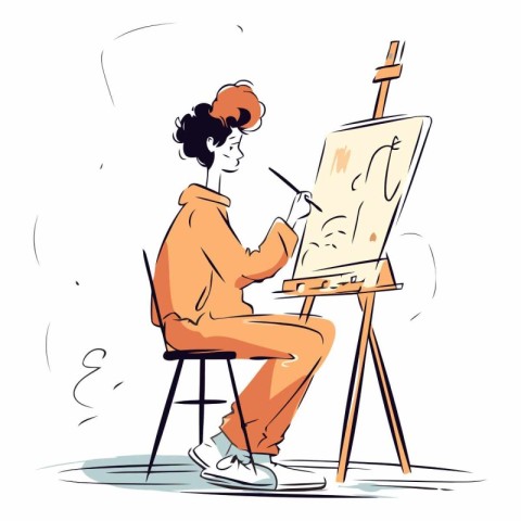 Illustration of a young artist drawing a picture.