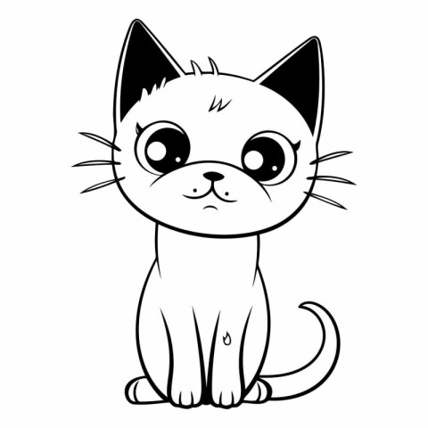 Cute cartoon cat. Coloring book for children.