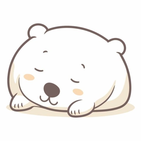 Illustration of a Cute White Polar Bear Sleeping on White Backgr