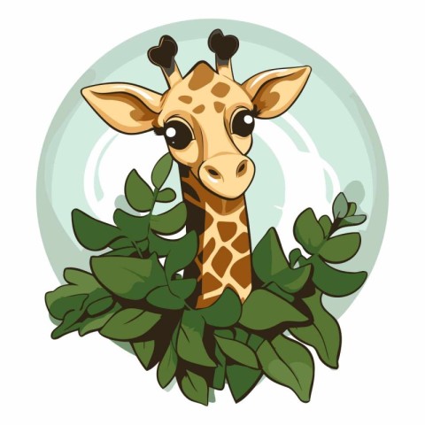 giraffe in the jungle with green leaves.